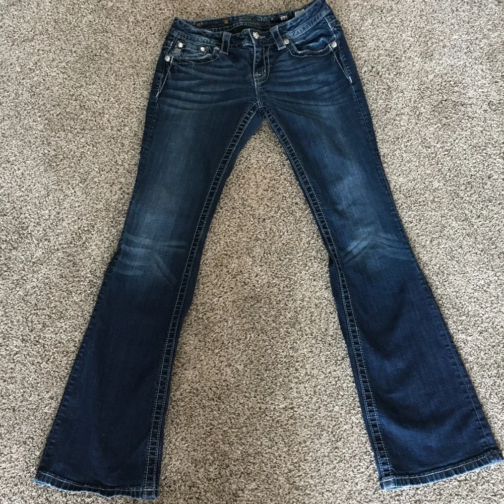 Miss Me Dark Blue Sequin Boot Cut Jeans - Picture 3 of 5